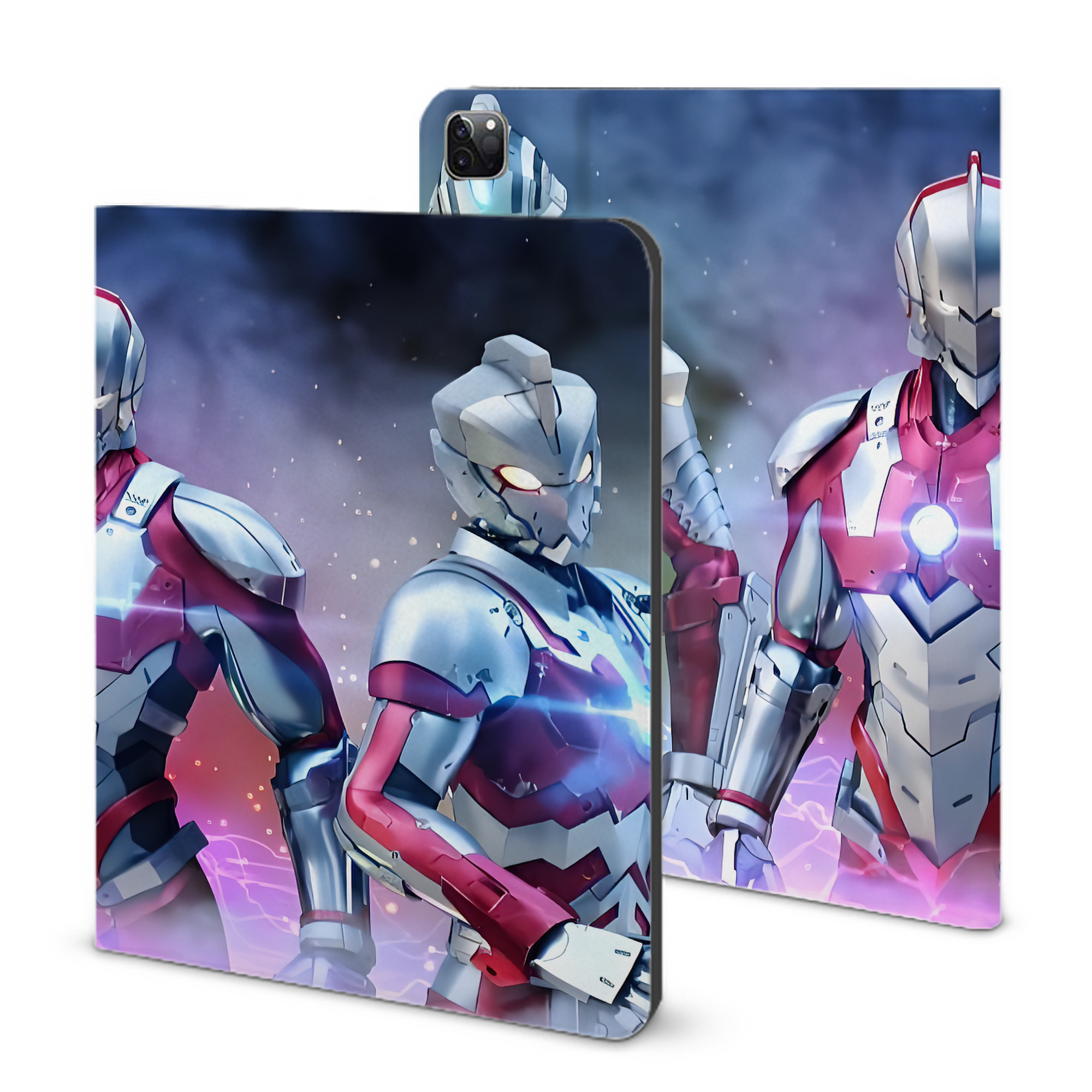 （画像用） ウルトラマン Ultraman IPad ケース ブック型 PUレザー TPU 耐衝撃 軽量 薄型 ペン収納なし 全面保護 IPad 各モデル対応